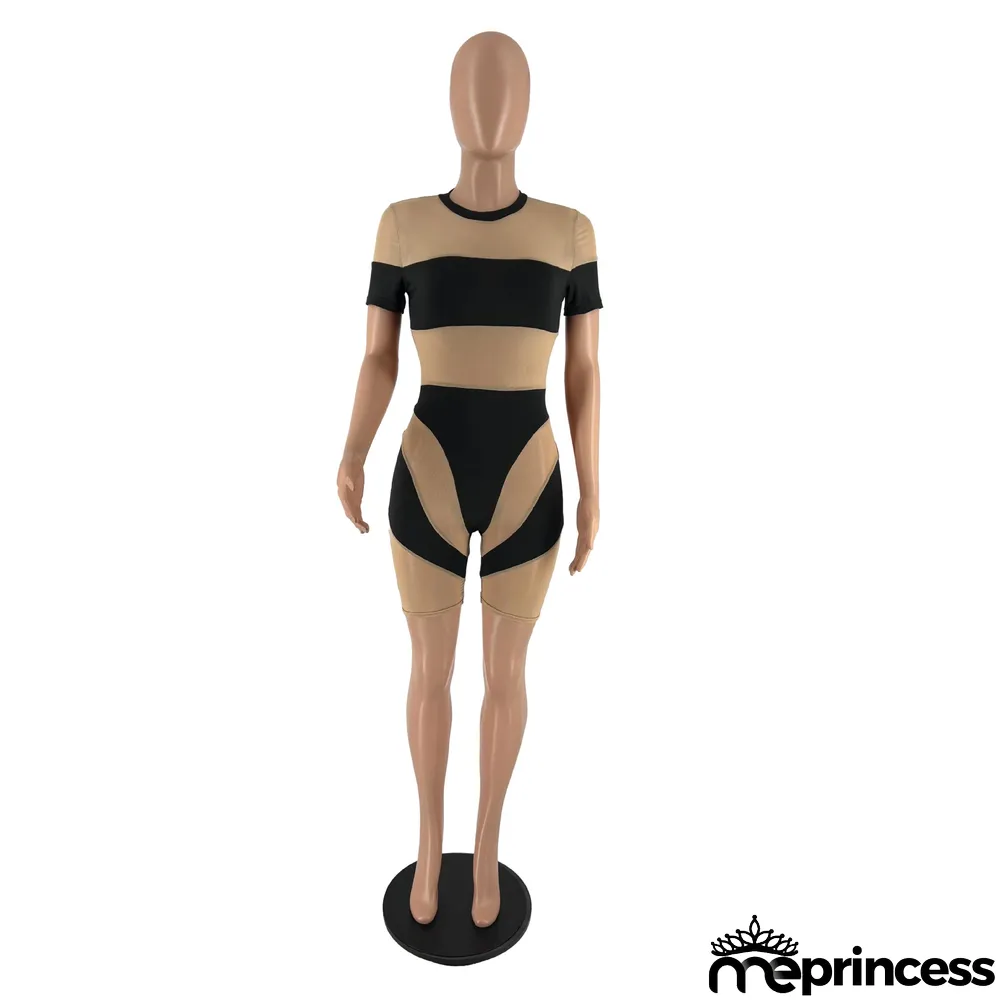 Popular Printed Mesh Jumpsuit