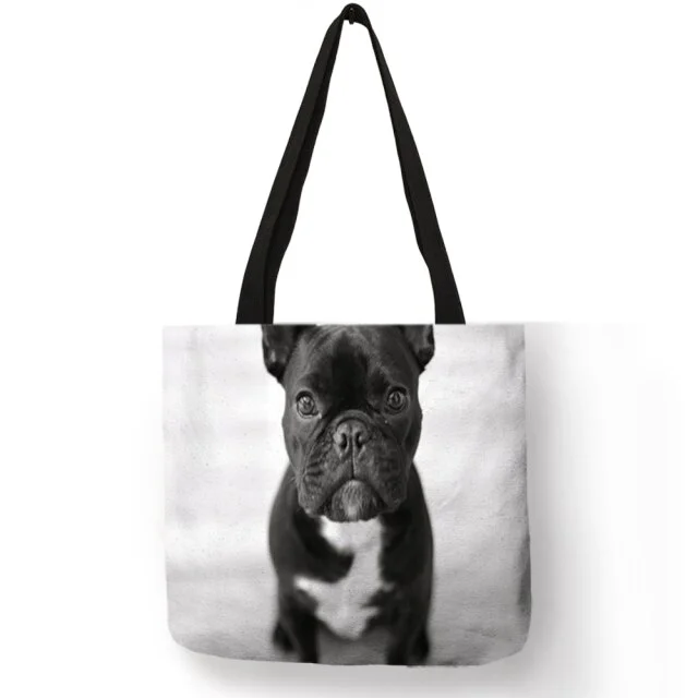 Linen Tote Bag- Bulldog