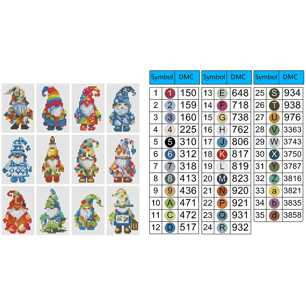 12pcs Goblin DIY Mini Round Diamond Painting Set Desktop Decor No Frame12x8cm