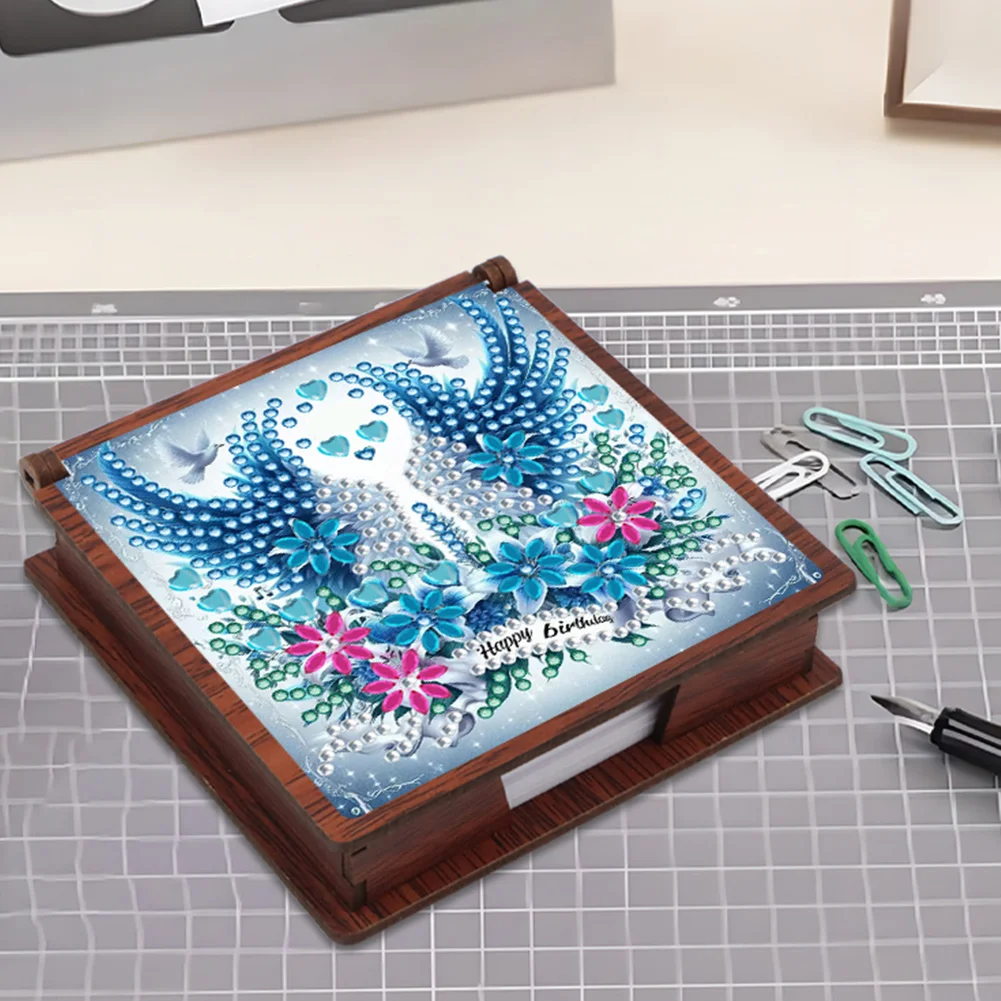 Wooden 5D Diamond Painting Kit Note Box DIY Diamond Art Notepad Box (Wings A)