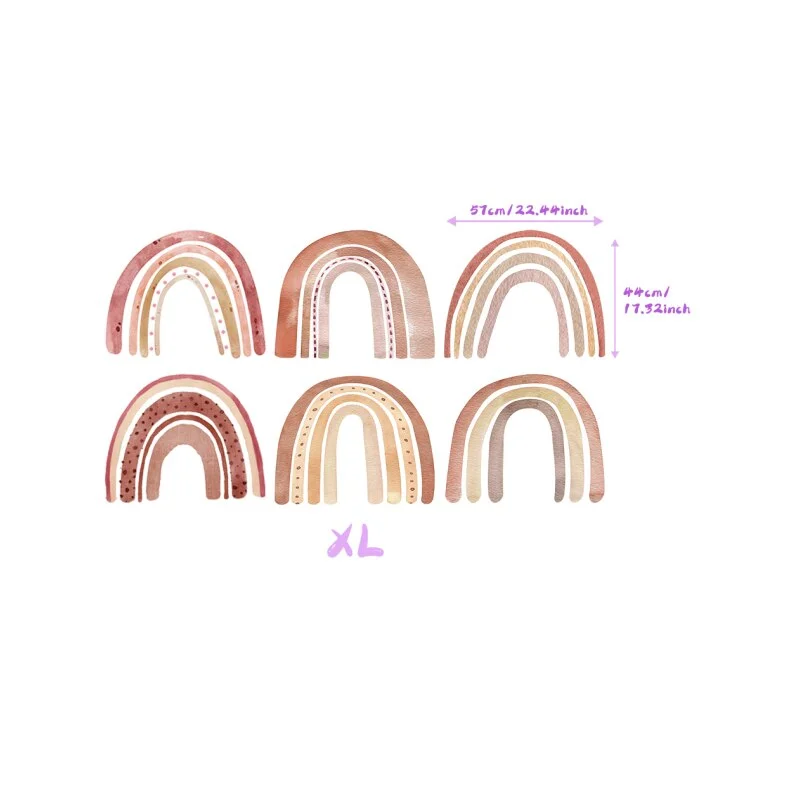 Creative Watercolour Brown Big Rainbow Kindergarten Wall Stickers for Children's Room Living Room Nursery Home Decor Wallpaper