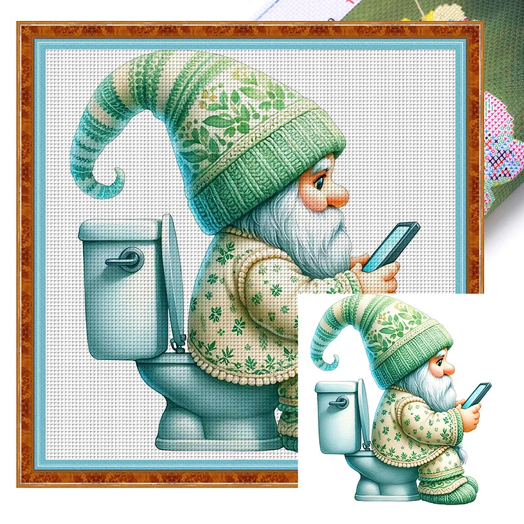 Goblin Goes To The Toilet (25*25cm) 18CT Stamped Cross Stitch gbfke