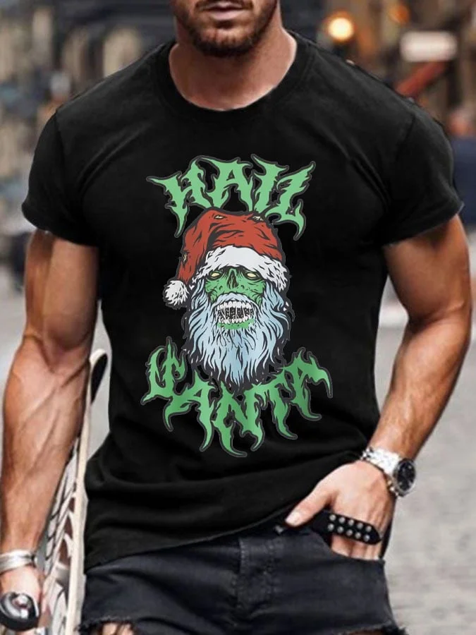 Mens Gothic Horror Santa Print T-Shirt