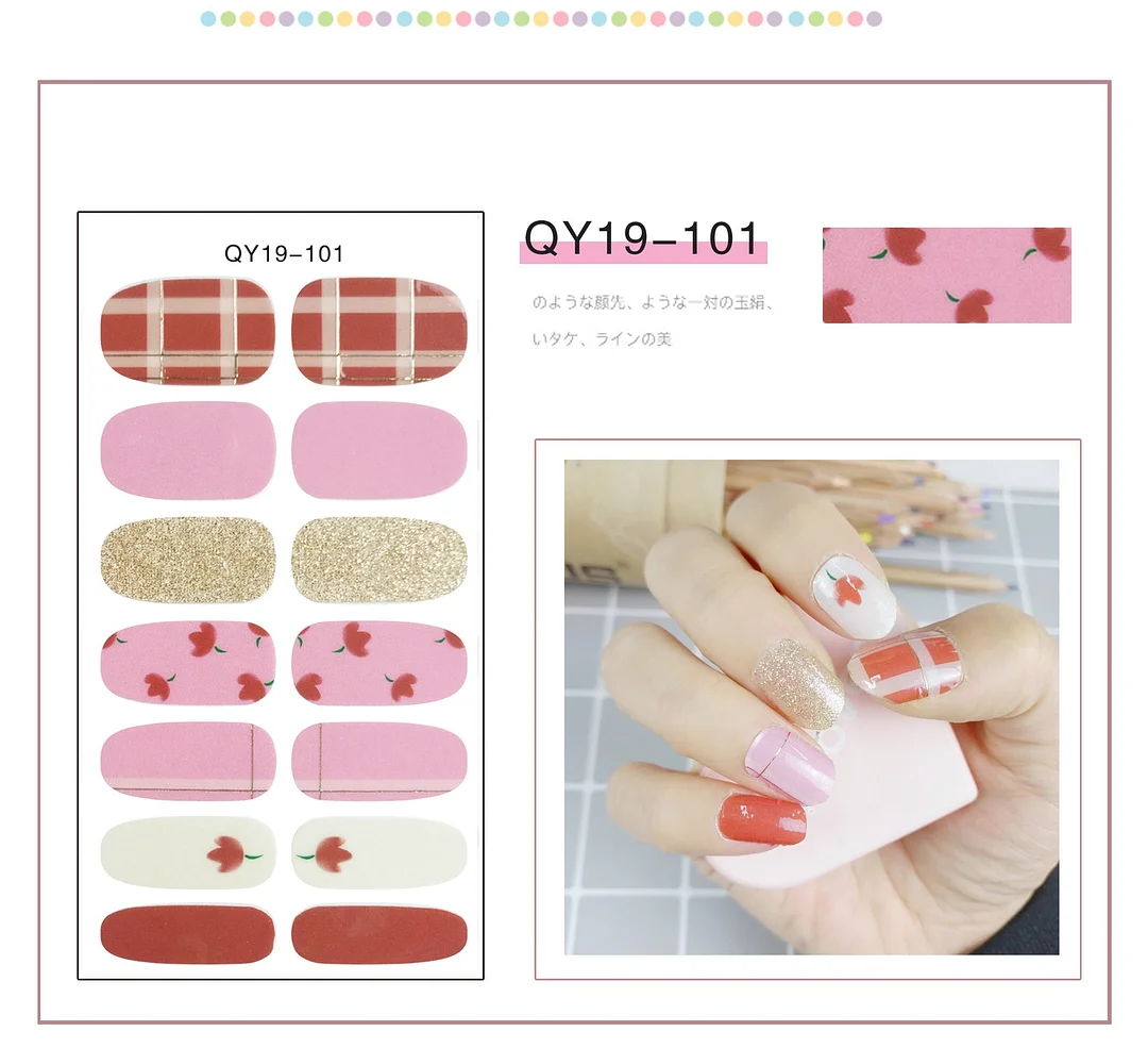 Cute Bear Water Transfer Nail Sticker Japanese Korean Style Flowers Small Fresh Manicure Decoration Funny Pattern Design 1pc-Nail Inspo