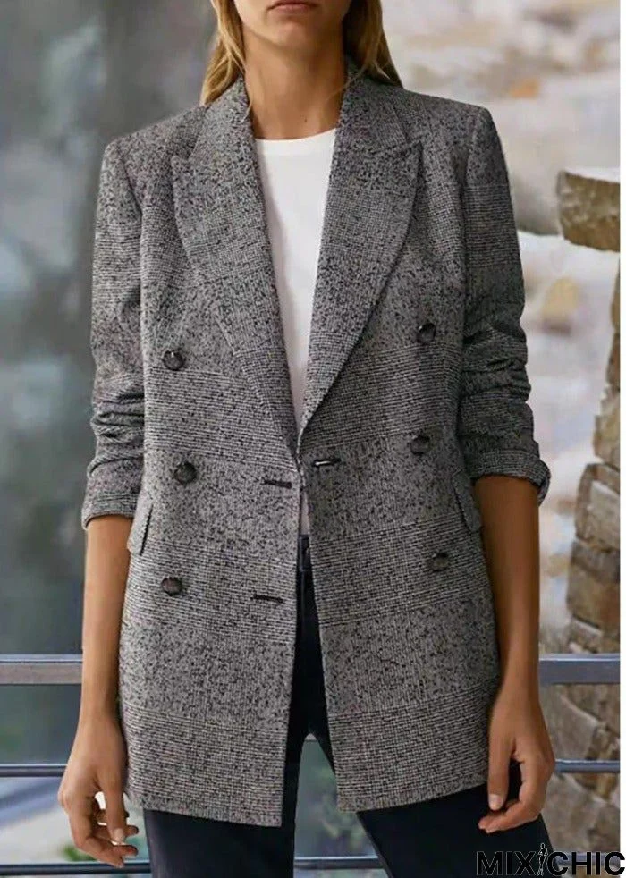 Double-Breasted Loose-Fitting Casual Blazer