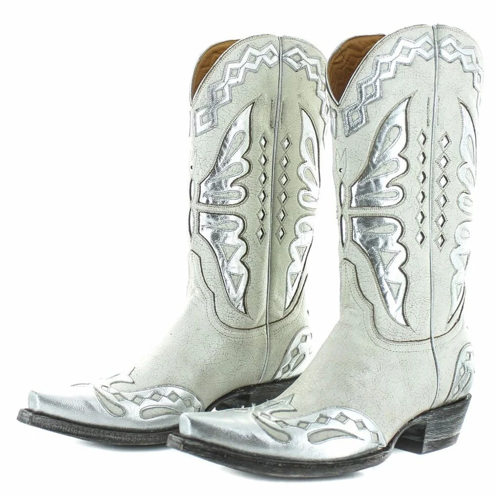 Female Western Boots Rhinestone Design Silver Bling Shoes Woman Pointed Toe Med Calf Boots Women Brand New Fashion Popular 2021