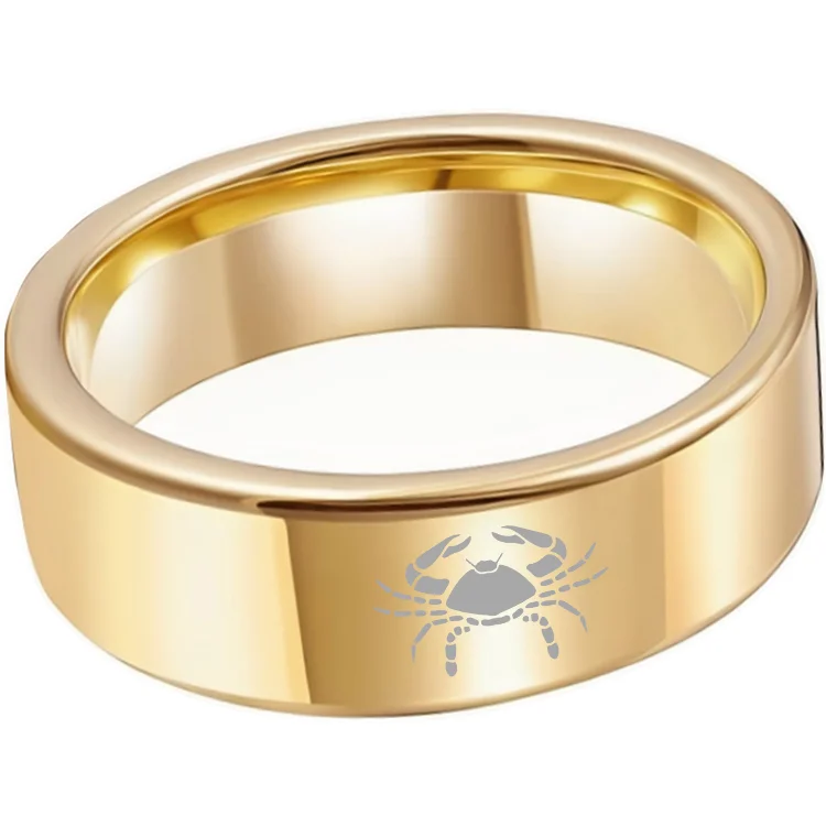 Wedding Fashion Cancer Tungsten Rings and Flat Gold Bands Edge Comfort Fit for Men and Women 4MM 6MM 8MM Width