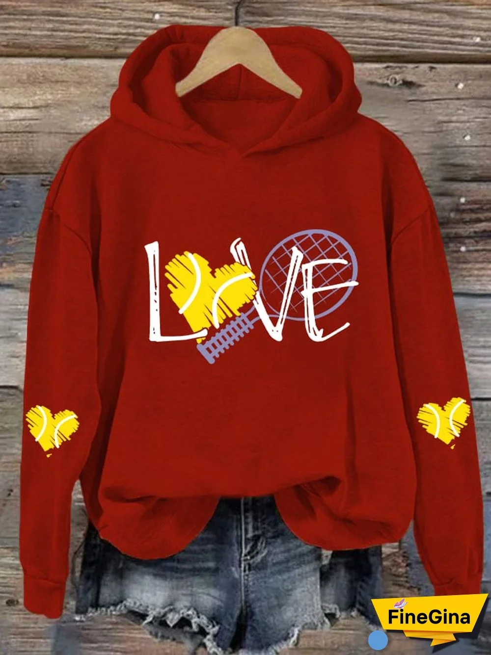 Women's Love Tennis Casual Hoodie