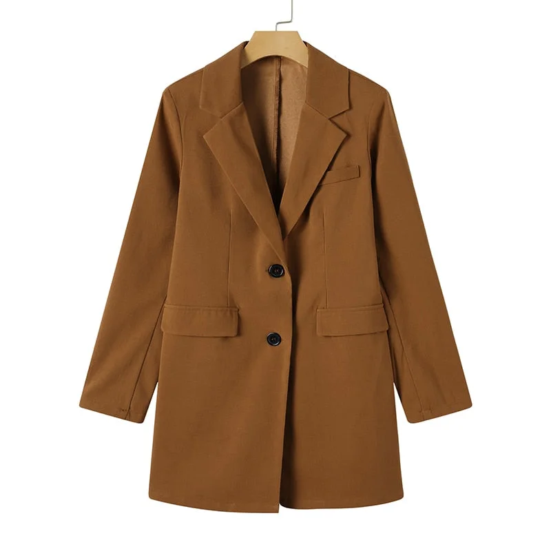 Women Elegant Long Sleeve Lapel Blazer ZANZEA Casual Button Office Work Coat Autumn Vintage Outwear Jackets Female OL Overcoats