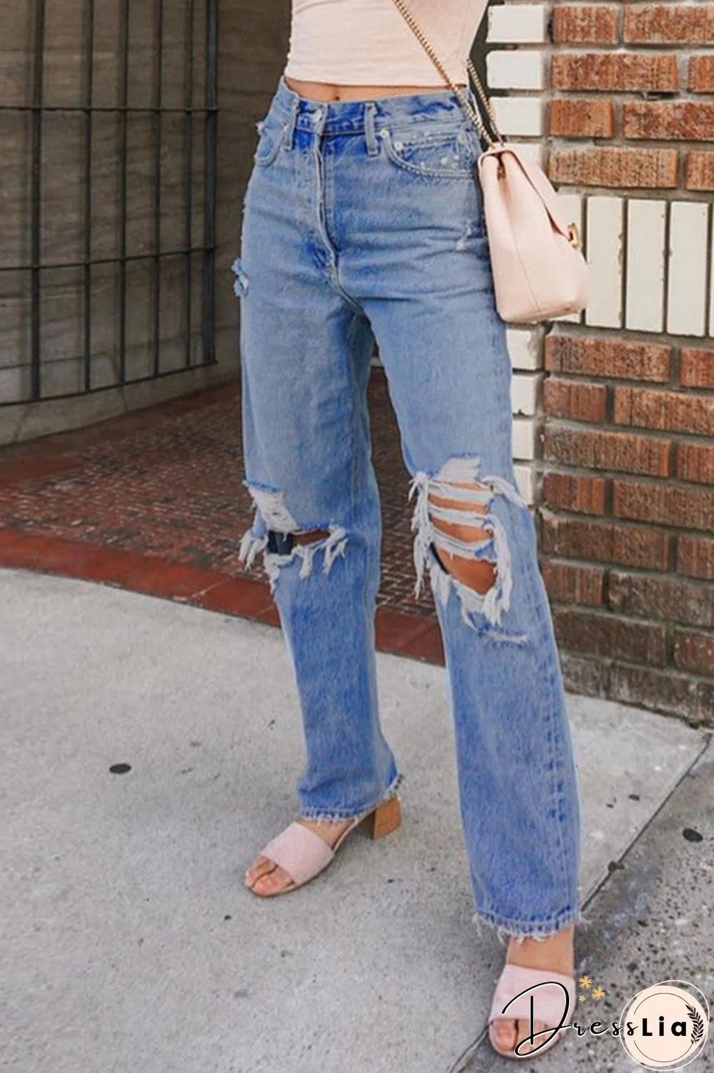 Edge Distressed Denim Pants