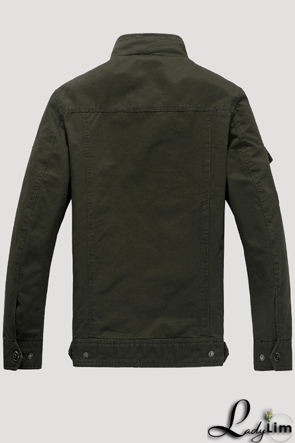 Black Fashion Casual Solid Pocket Zipper Mandarin Collar Outerwear