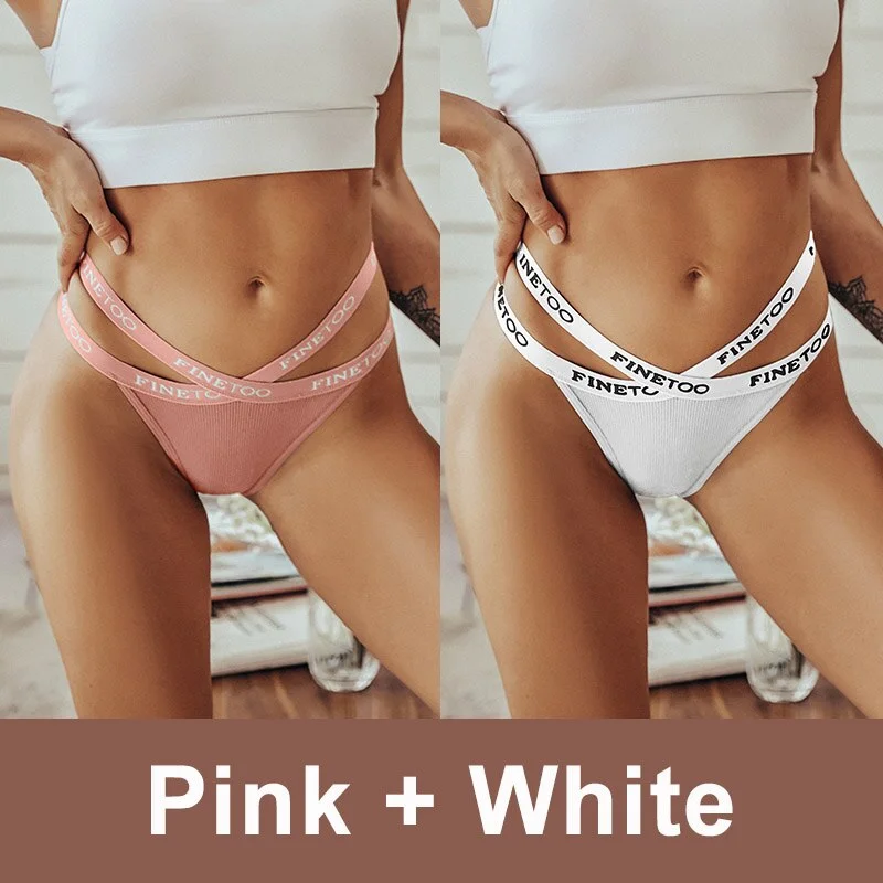 2PCS/Set Cotton Panties Women's Lingerie Sexy Underwear G-string Briefs Female Underpants Pantys Girls Tangas Thong Panties
