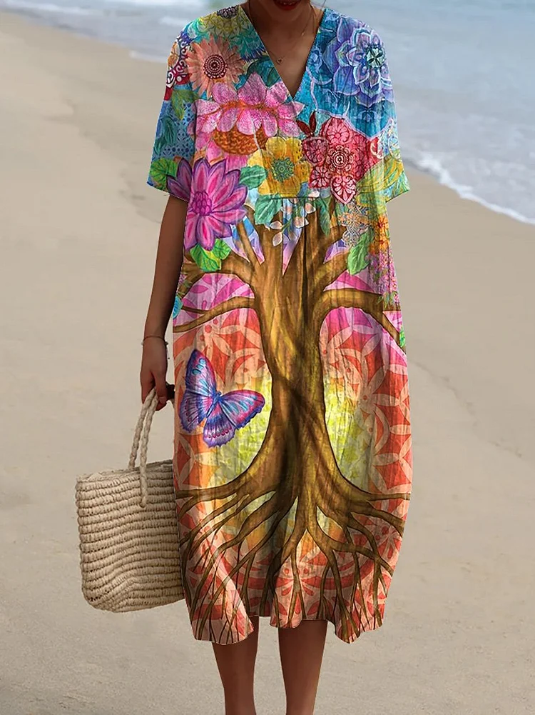 Tree Of Life Art Printed Women's Flowy Dress