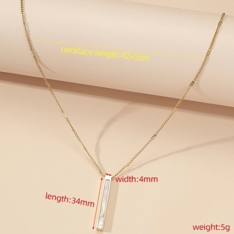 Casual Rectangle Titanium Steel Resin 18K Gold Plated Polishing Plating Pendant Necklace