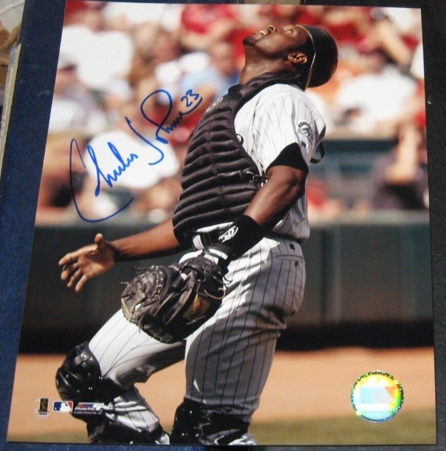 Charles Johnson Colorado Rockies SIGNED AUTOGRAPHED Photo Poster painting FILE 8x10 COA Baseball