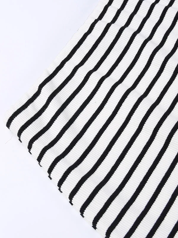 Contrast Color Striped High Waisted H-Line Skirts