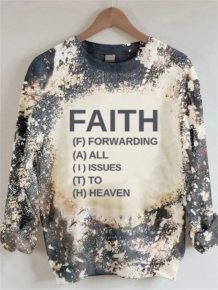 Wearshes Faith Print Tie Dye Casual Crewneck Sweatshirt