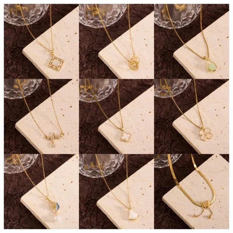 Titanium Steel Copper Leaf Heart Shape Pendant Necklace2