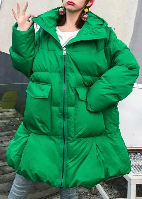 Luxury plus size snow jackets hooded coats green winter women parka