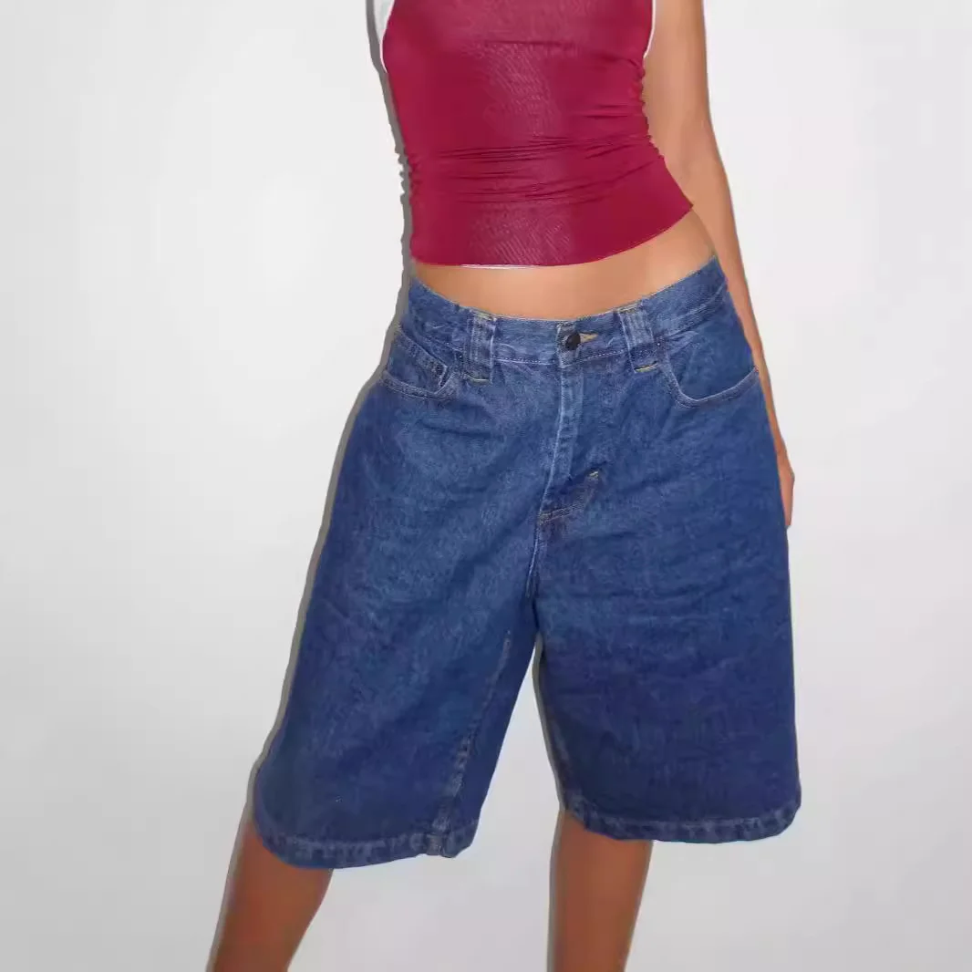 Woherb Loose Without Elastic Retro Jeans In The Pants Of Women's Five Split Pants-Outfit Ideas