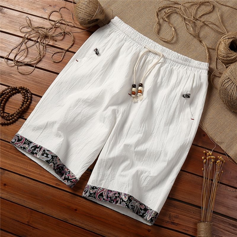 Men's Cotton And Linen Five-point Shorts