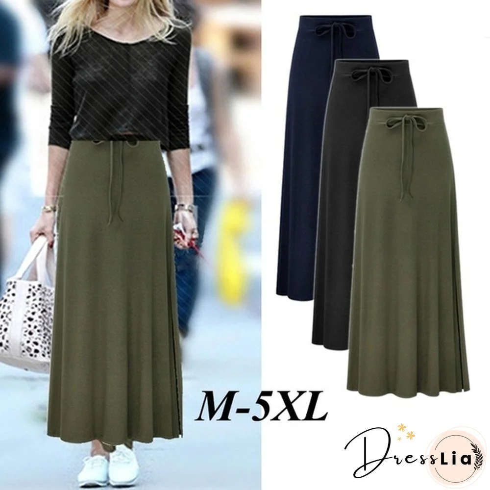 Spring Summer Women Fashion Casual Dress High Waist Loose Street Style Skirt Plus Size