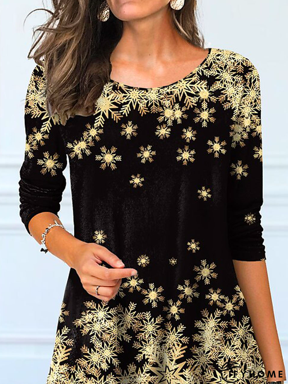 Casual Christmas Jersey Crew Neck T-Shirt | IFYHOME