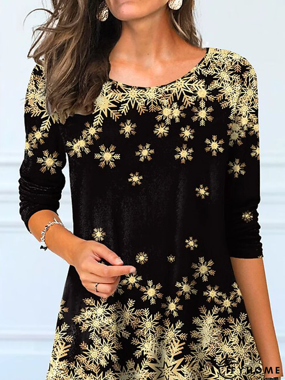 Casual Christmas Jersey Crew Neck T-Shirt | IFYHOME