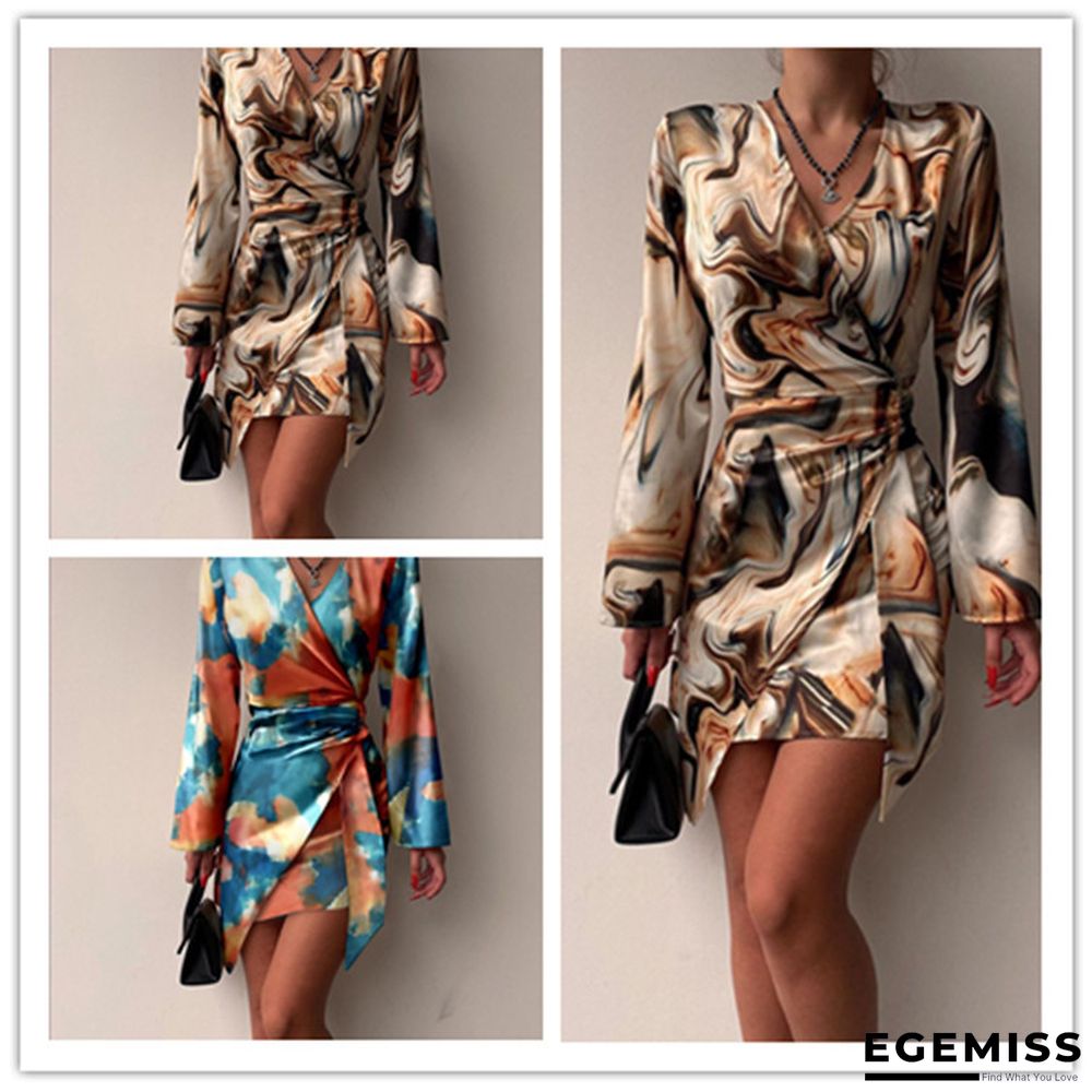 Light Temperament Women's V-neck Irregular Skirt Dress | EGEMISS