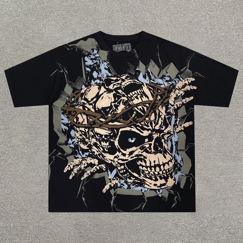 Hip Hop Skull Graphics Cotton Style Oversize T-Shirt