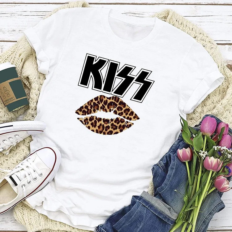 KISS-Leopard Lips T-shirt Tee-03905-Annaletters
