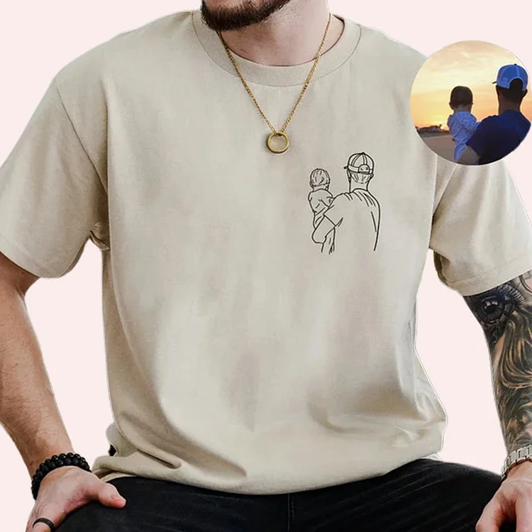 💖For Lover💖Custom Photo Shirt for Dad, Father's Day Tshirt, Personalized Dad Embroidery Shirt
