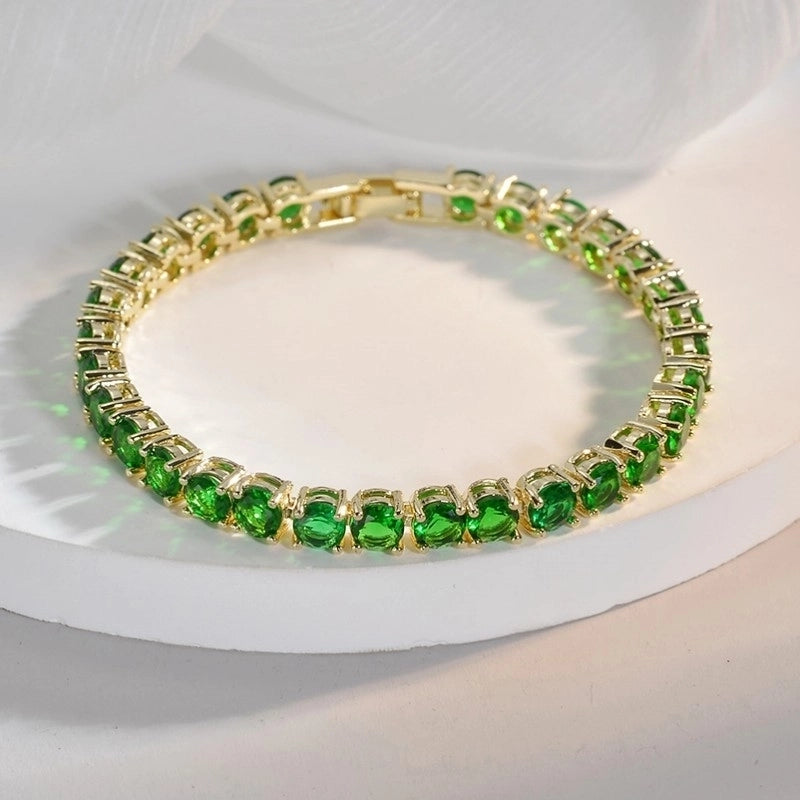 Copper 18K Gold Plated White Gold Plated Streetwear Plating Inlay Solid Color Zircon Bracelets