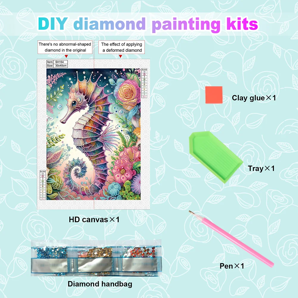 Diamond Painting - Partial Special Shaped Drill - Seahorse(Canvas|30*40cm)