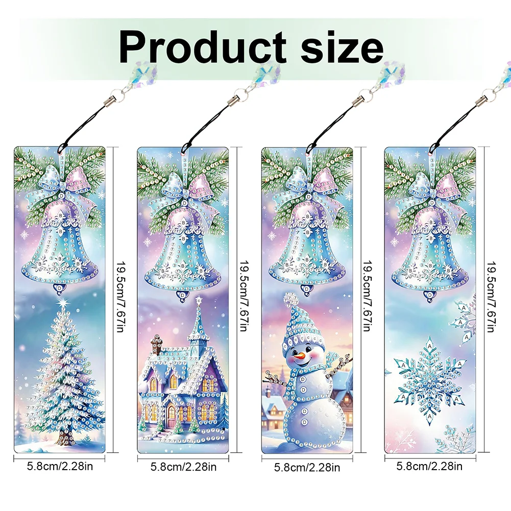 Santa Claus A5 Size Diamond Painting Notebook Set with 4Pcs Bookmark Gift