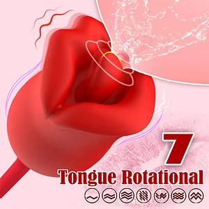 Rose-Shaped G-Spot Vibrator with Rotating Tongue & 7 Licking Thrust Modes