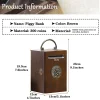 Retro Piggy Bank Made Of Rubber And Solid Wood With Key And Handle For Large Coin Storage With Lock For Safe Coin Storage Creative Portable Home Decoration