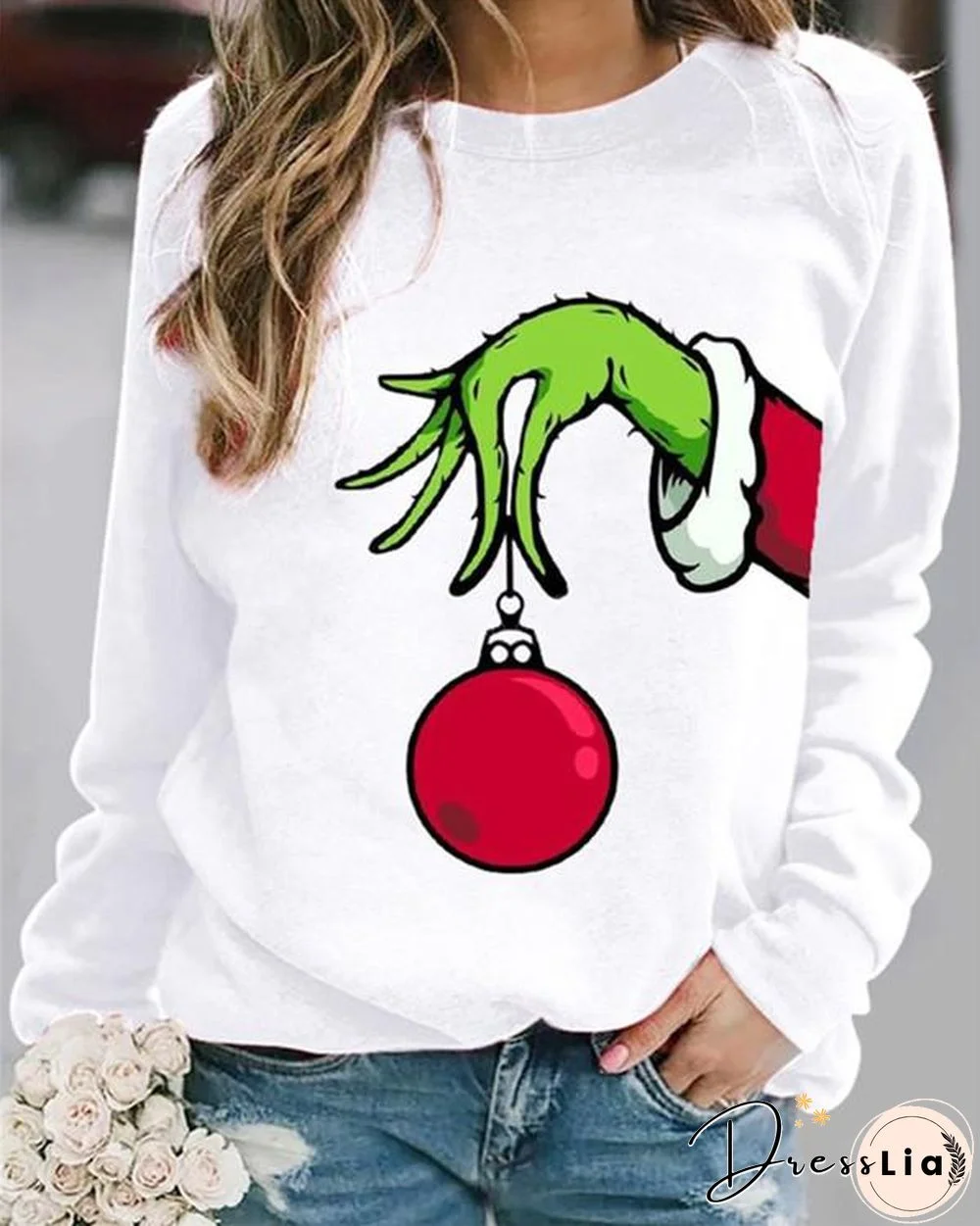 New Women Fashion Plus Size Vintage Holiday Crew Neck Shift Knitted Casual Sweatshirt Tops