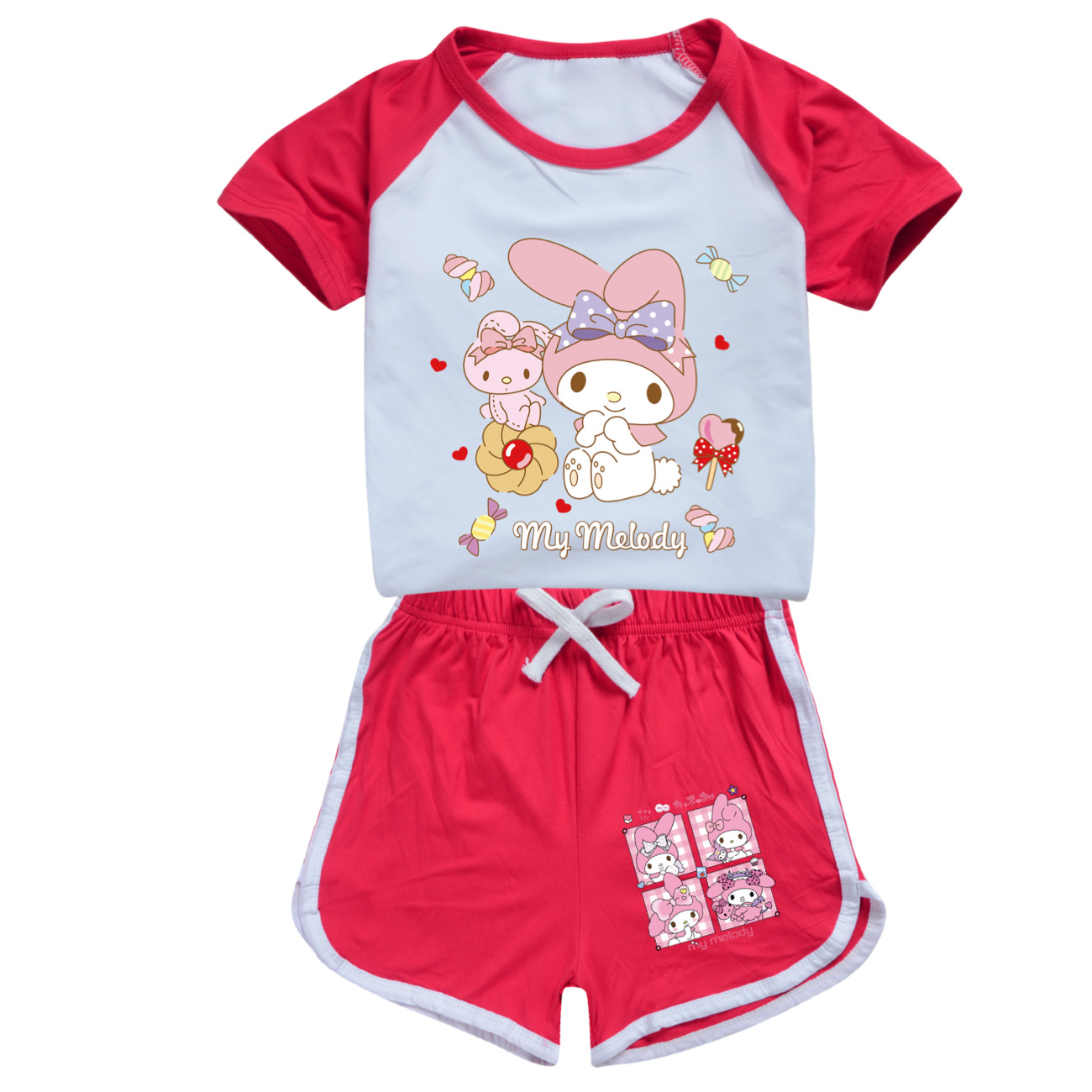 Cinnamoroll Summer Kids 100-170 Short Sleeve Shorts Set - Adorable Bunny Design for Active Play -Mayoulove