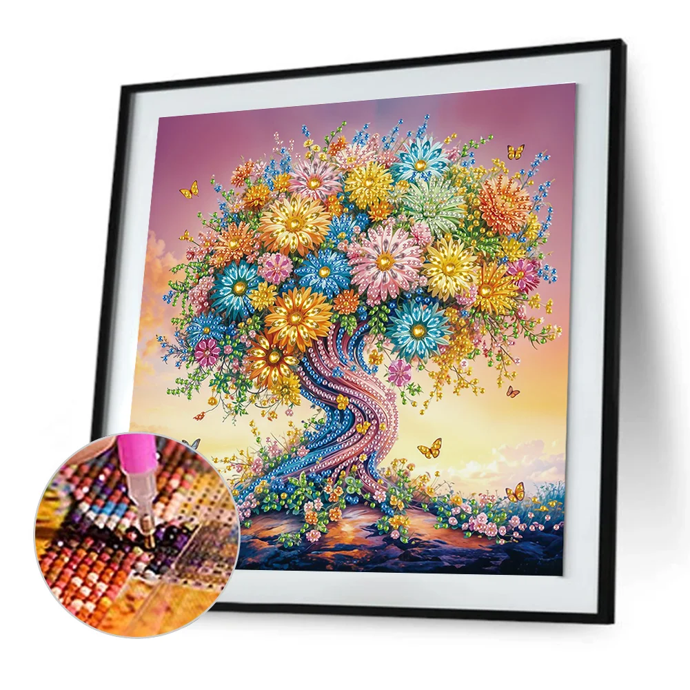 Diamond Painting - Partial Special Shaped Drill - Flower Tree(Canvas|30*30cm)