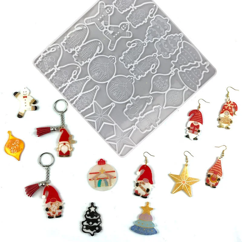 24-Cavity Christmas Earring Pendant Resin Mold