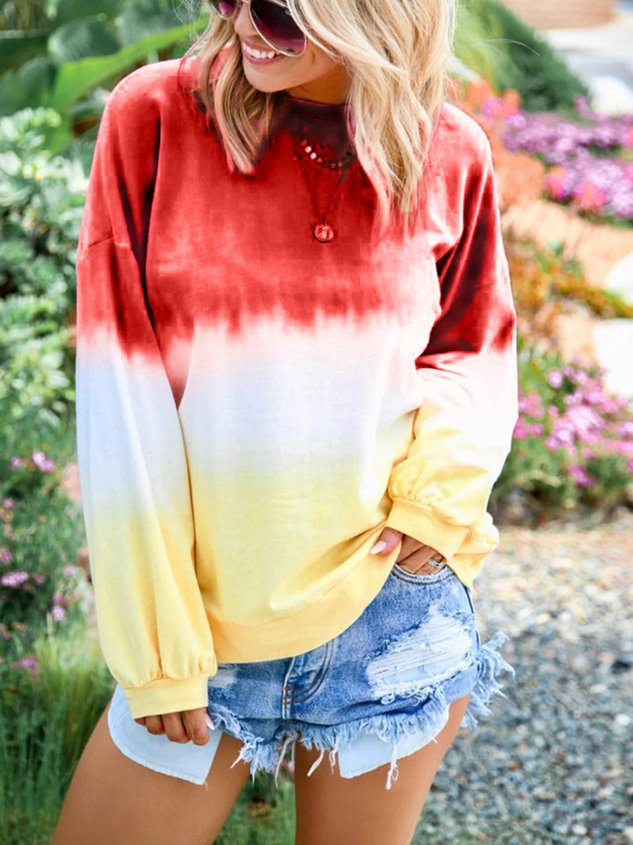Round Neck  Long Sleeves Printed Sweatshirt