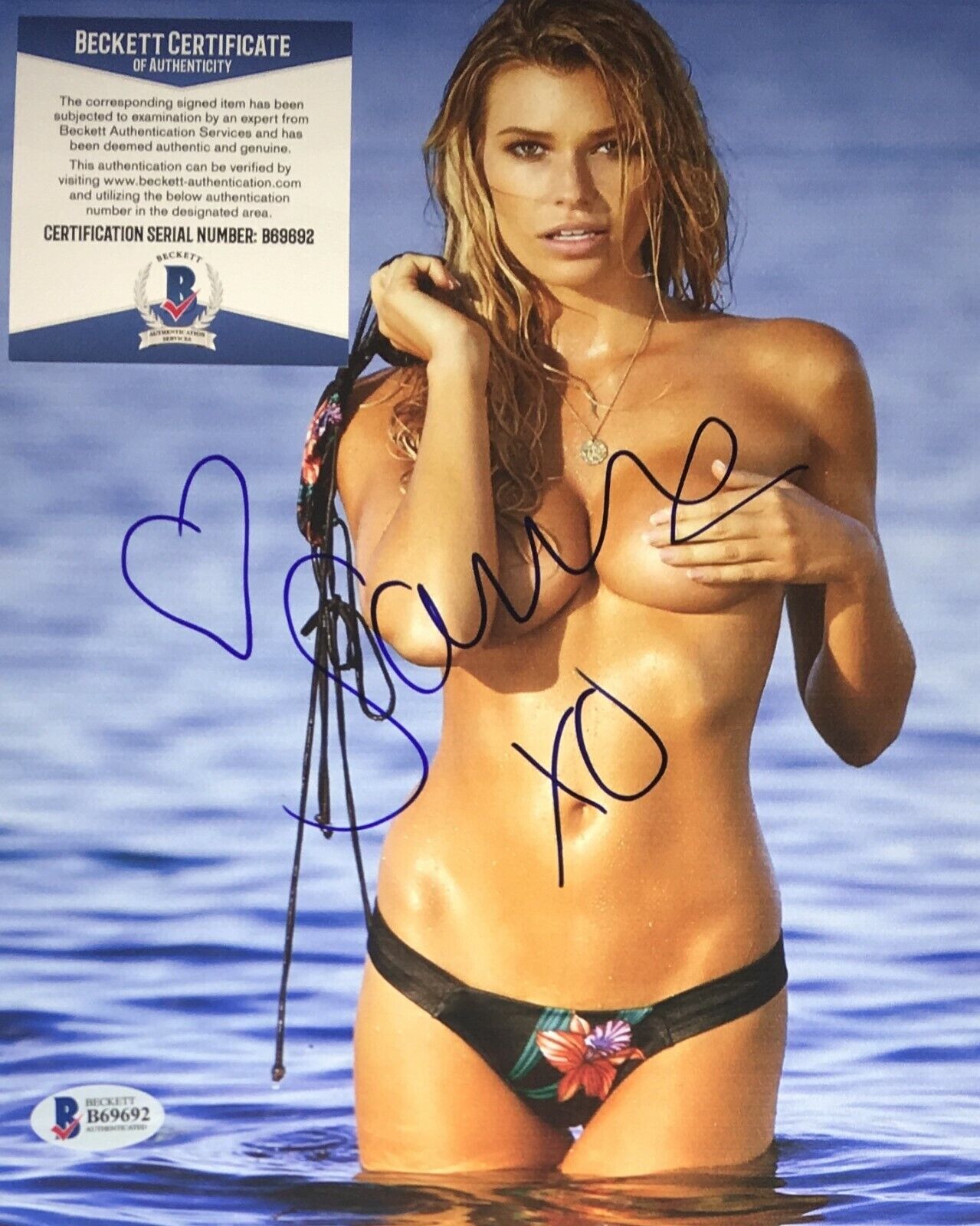 Samantha Hoopes SI Model Topless Signed 8x10 Autographed Photo Poster painting Beckett COA N