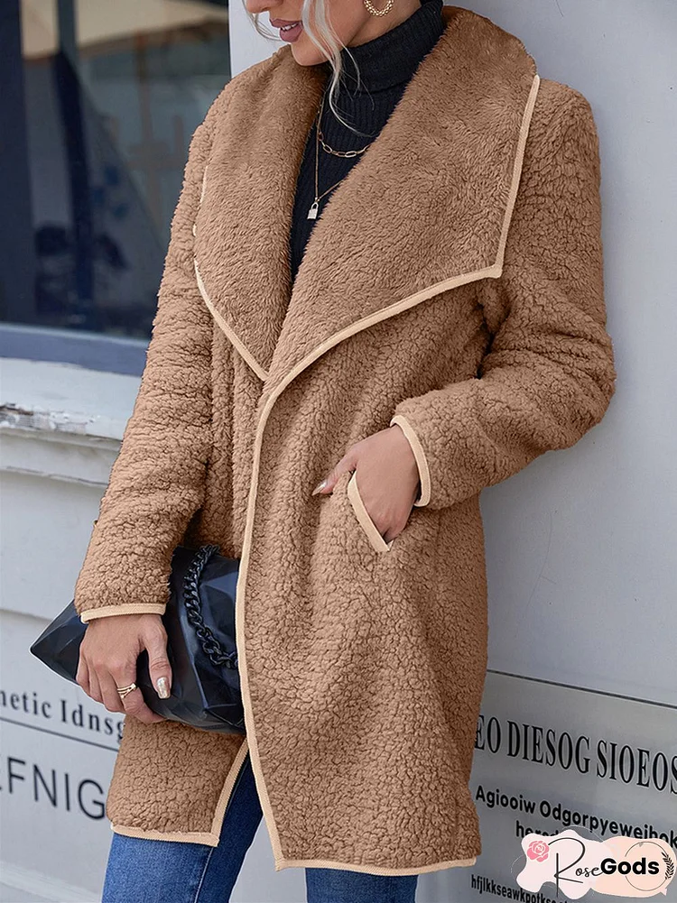 Loose Casual Large Lapel Irregular Medium Length Reversible Plush Coat