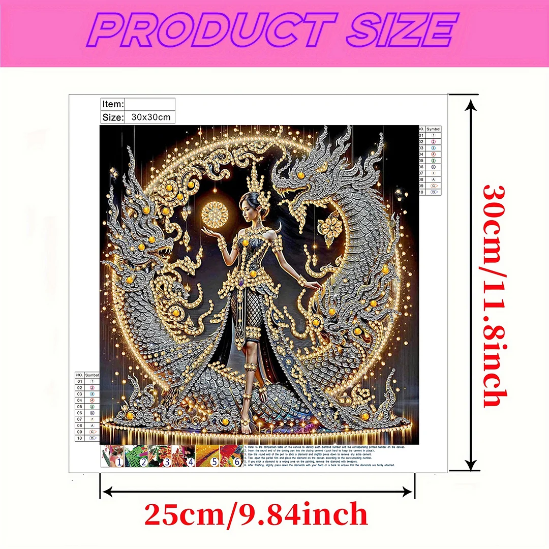 Dragon Beauty - Diamond Painting - Partial Special Shaped Drill(Canvas|30*30cm)