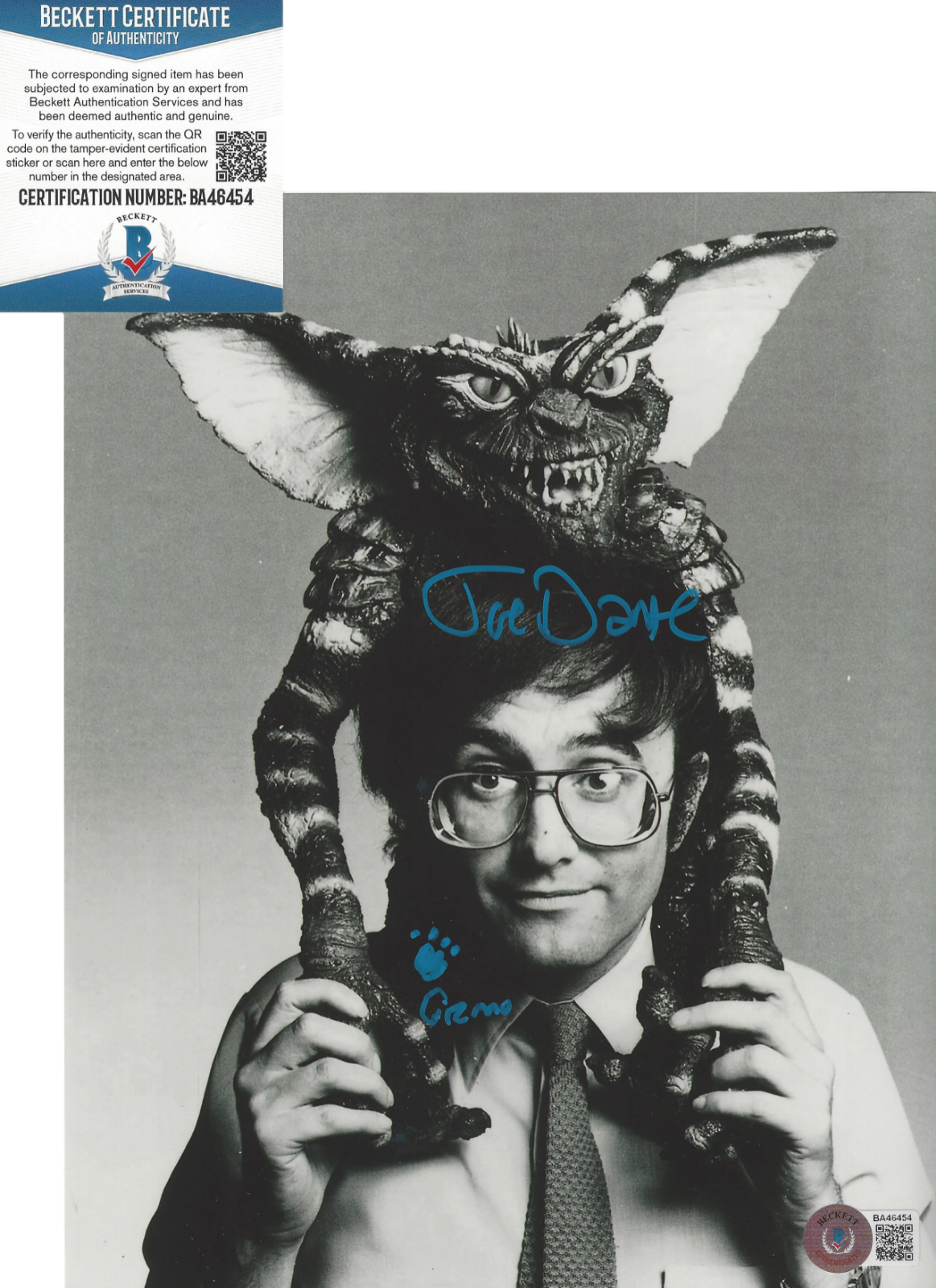 DIRECTOR JOE DANTE SIGNED 'GREMLINS' 8x10 MOVIE Photo Poster painting HORROR BECKETT COA BAS