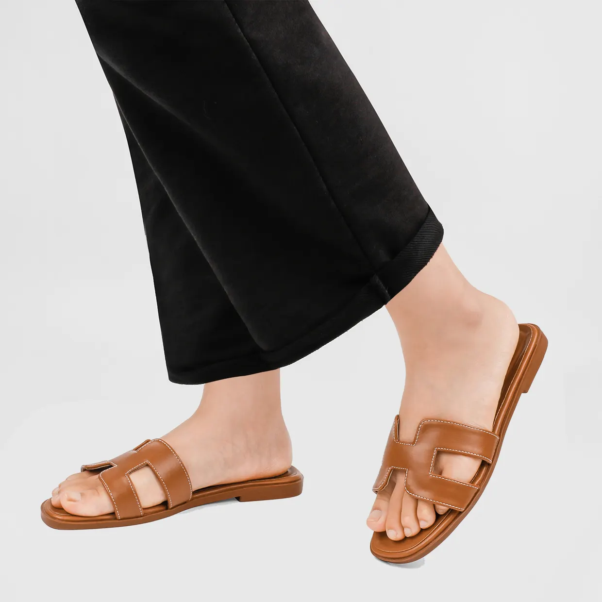 H-shape Leather Slipper-vocosishoes