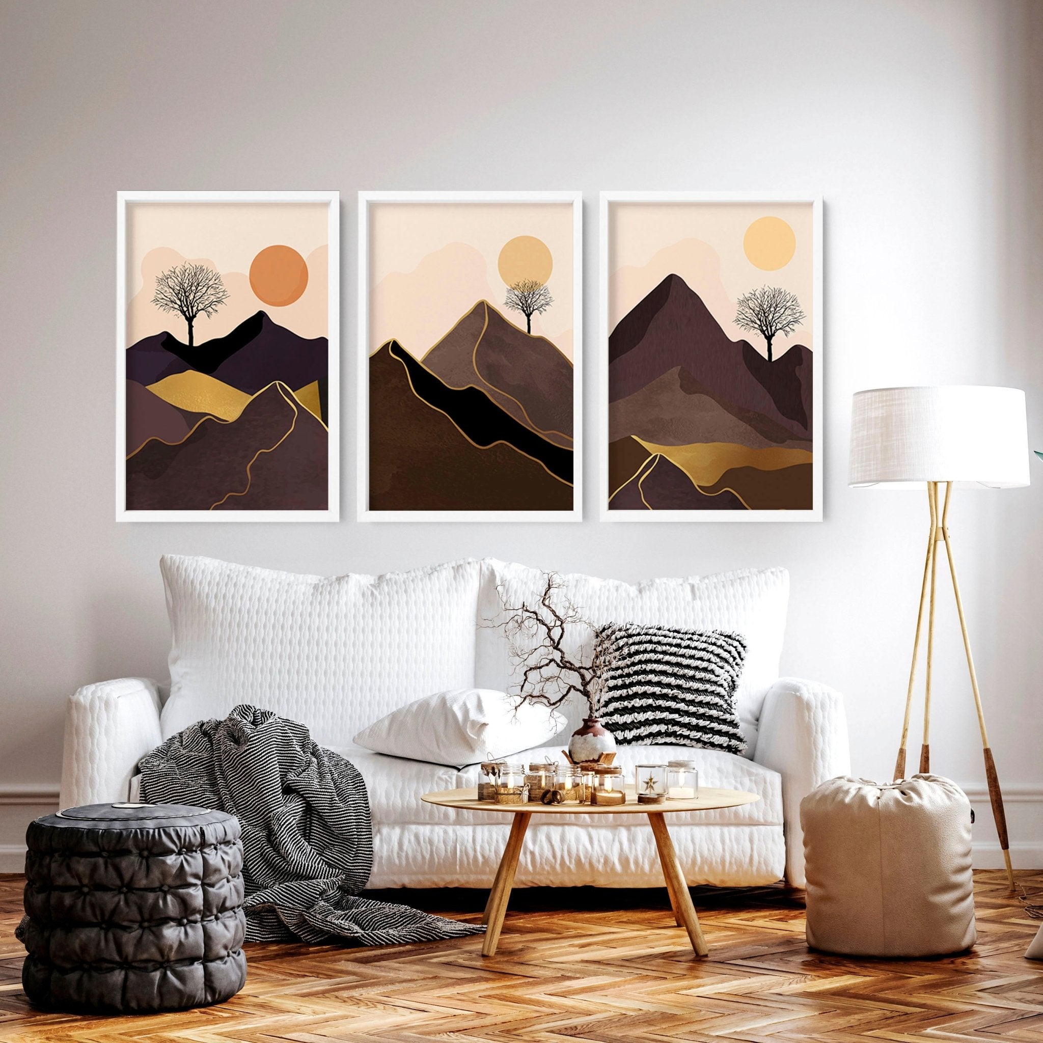 Scandinavian decor style for living room | set of 3 framed wall art everthome