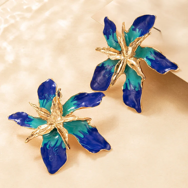 Vioye Geometric Alloy Flower Stud Earrings