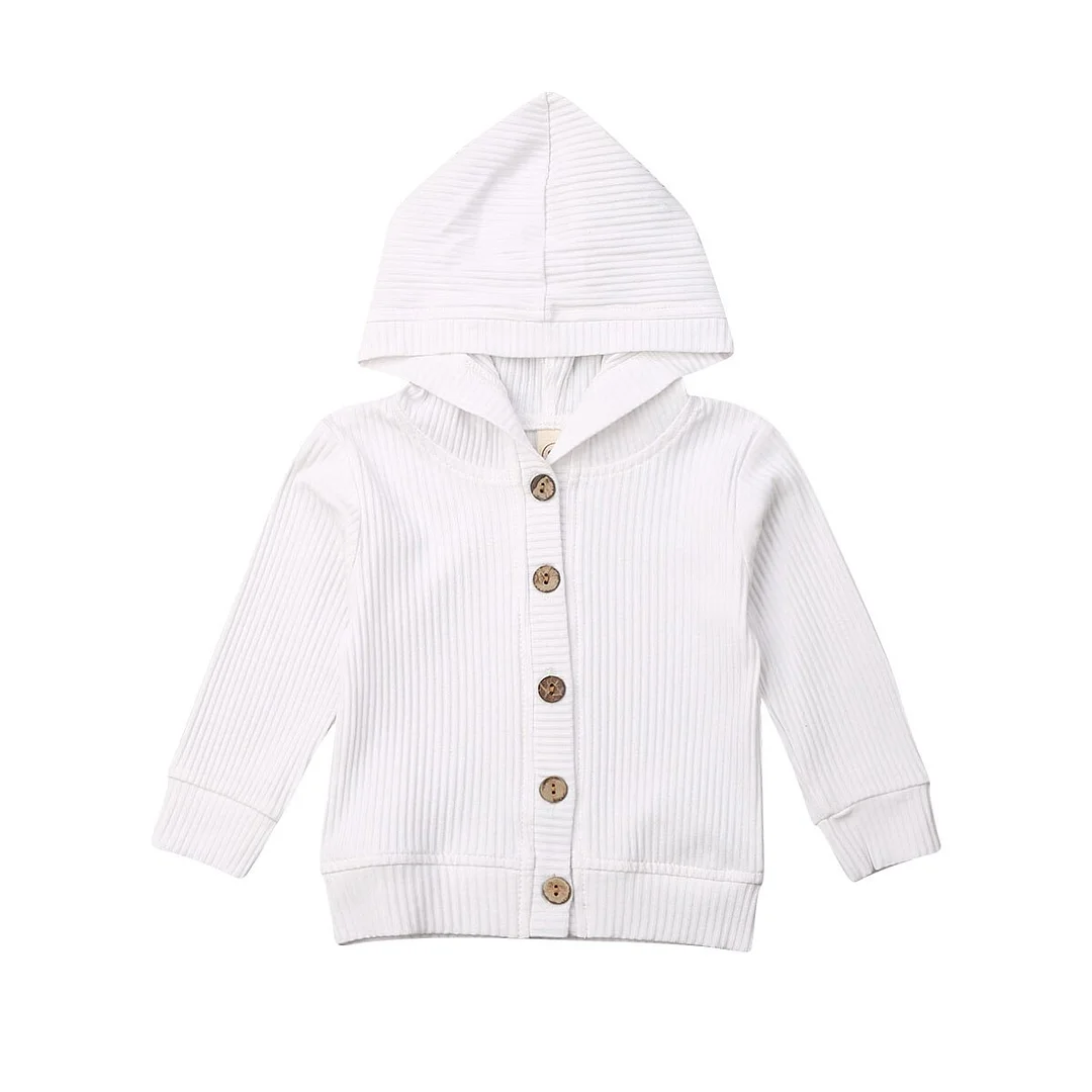 Baby Girl Solid Knitted Cardigan Long Sleeve Hooded Jacket Outwear Kids Sweaters Tops